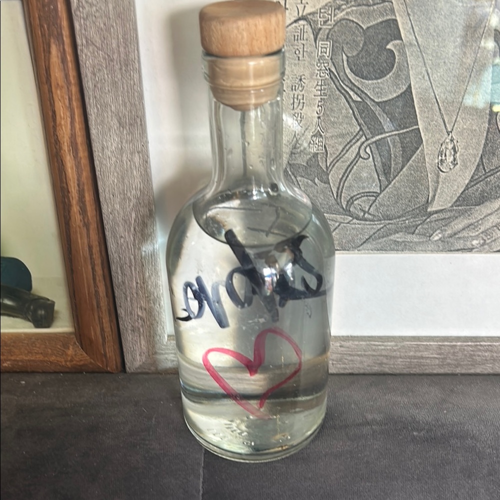 Blesssed Decorative Glass Bottle with Heart Design